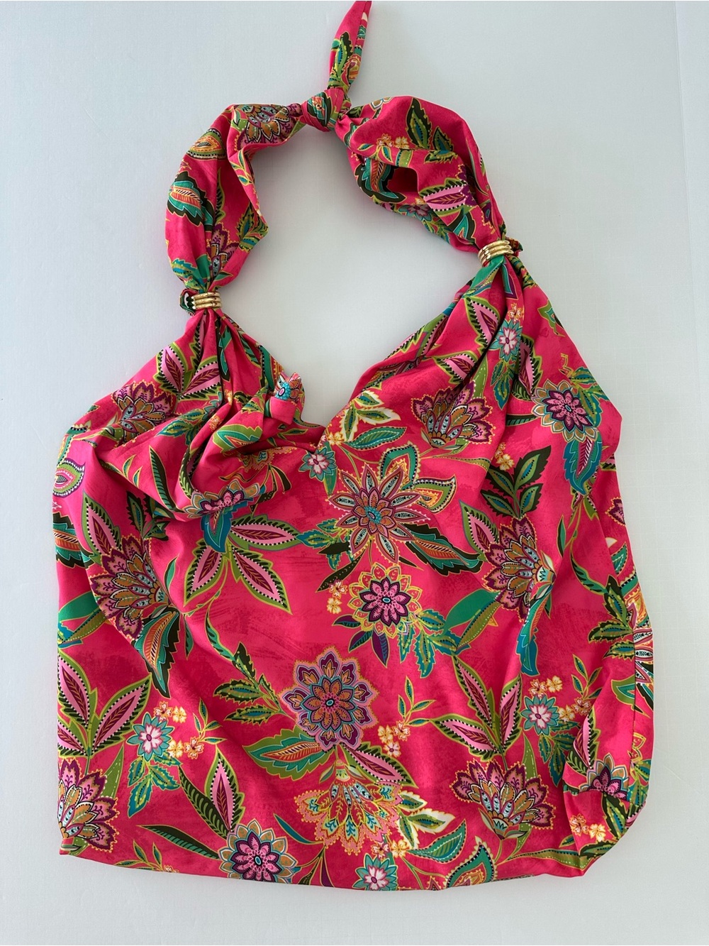 Johnny Was Flamingo Ring Beach Bag Vibrant Colors Satin Soft Material EUC - Picture 3 of 8